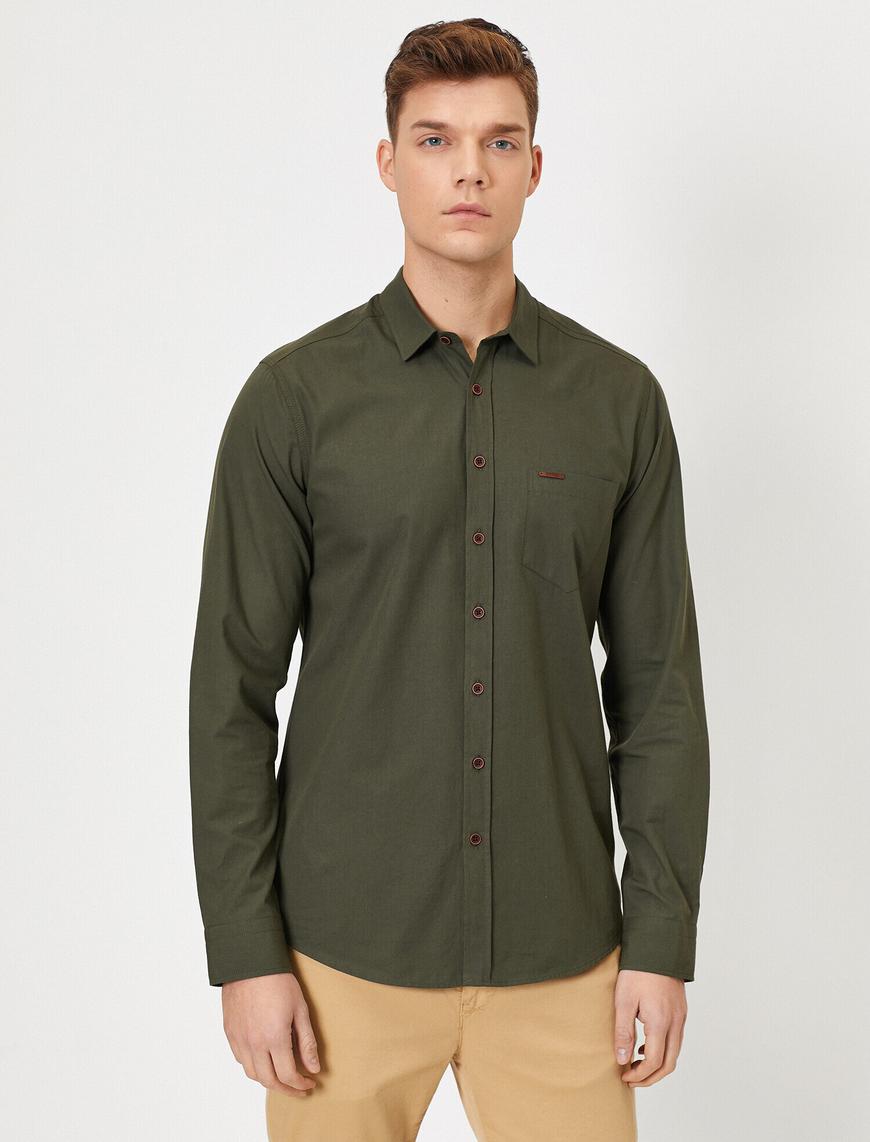   Tek Cepli Uzun Kollu Slim Fit Poplin Gömlek