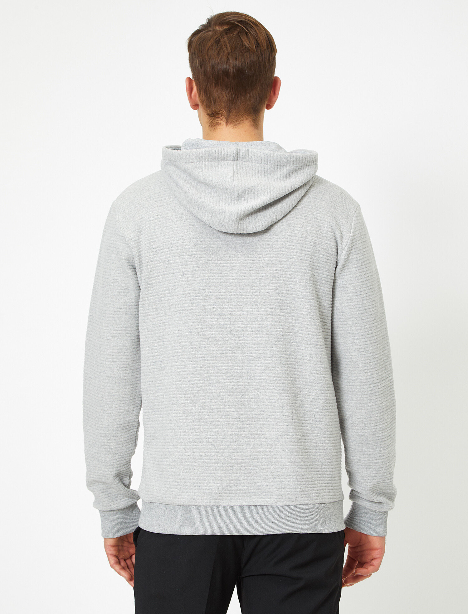   Kapüşonlu Yumuşak Dokulu Kumaş Basic Sweatshirt