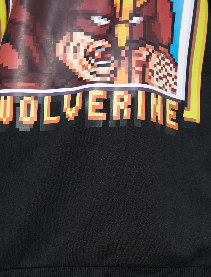   Wolverine Marvel Lisanslı Baskılı Bisiklet Yaka Sweatshirt