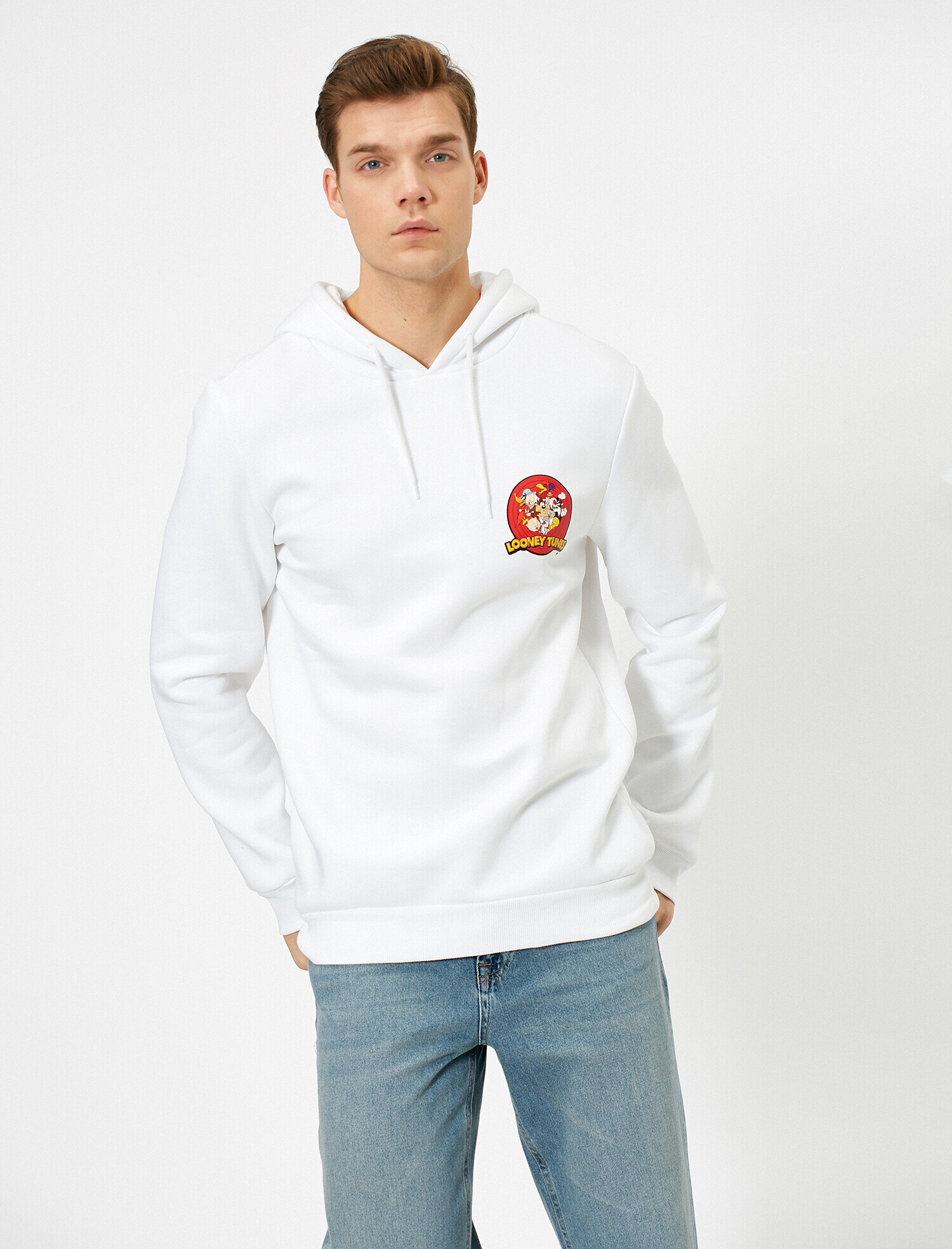   Looney Tunes Lisanslı Sırt ve Göğsü Baskılı Kapüşonlu Sweatshirt