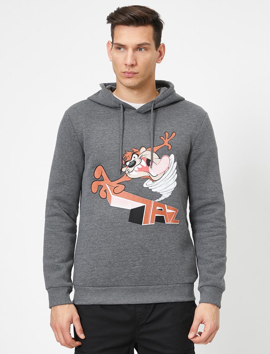   Tasmania Lisanslı Baskılı Kapüşonlu Sweatshirt
