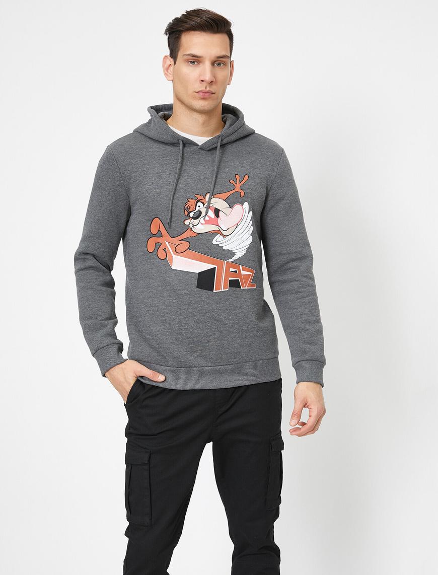   Tasmania Lisanslı Baskılı Kapüşonlu Sweatshirt