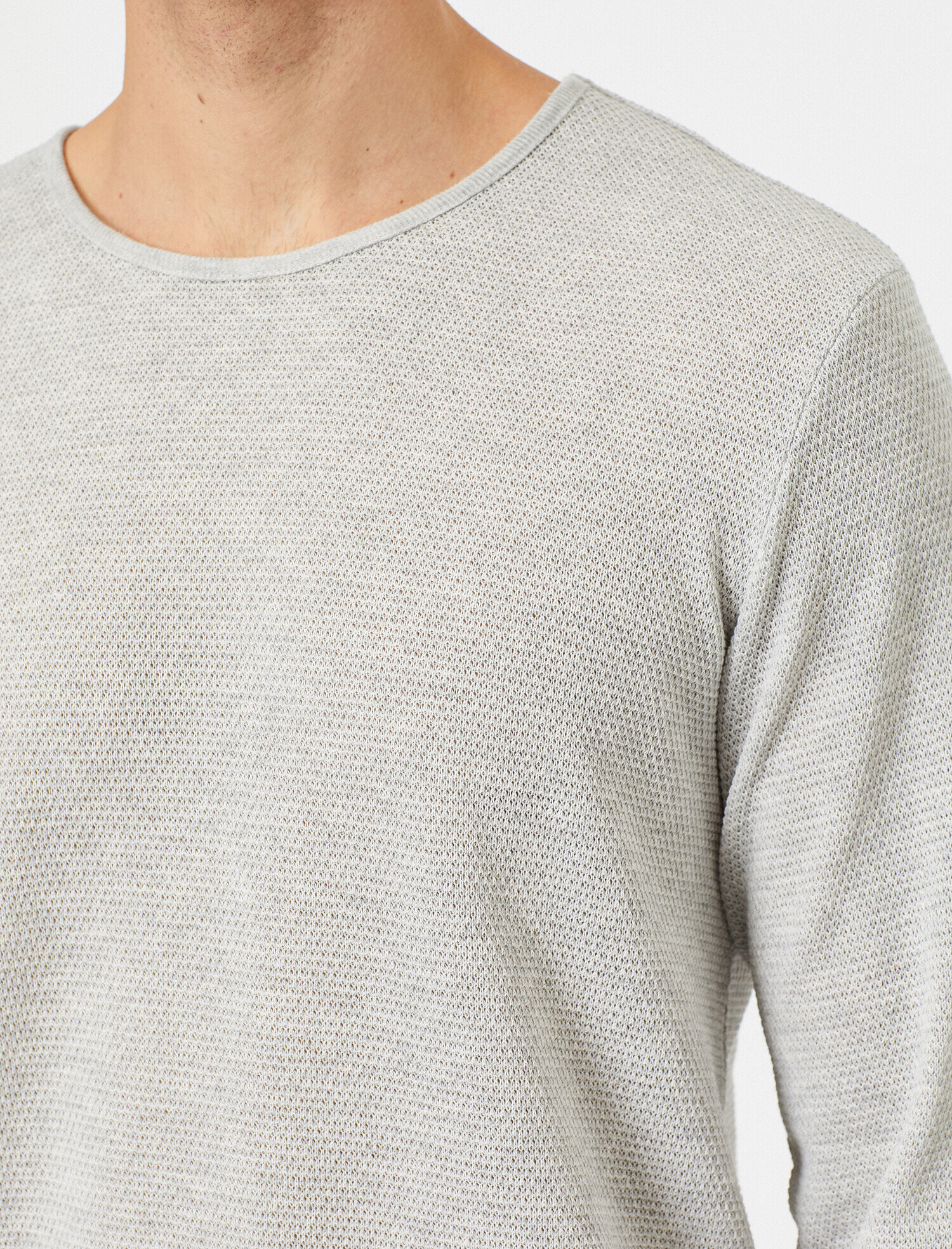   Bisiklet Yaka Dokulu Kumaş Mevsimlik Slim Fit Kazak