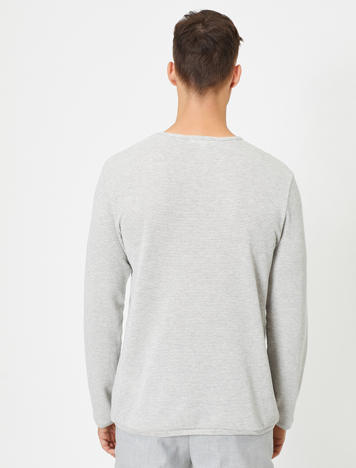   Bisiklet Yaka Dokulu Kumaş Mevsimlik Slim Fit Kazak