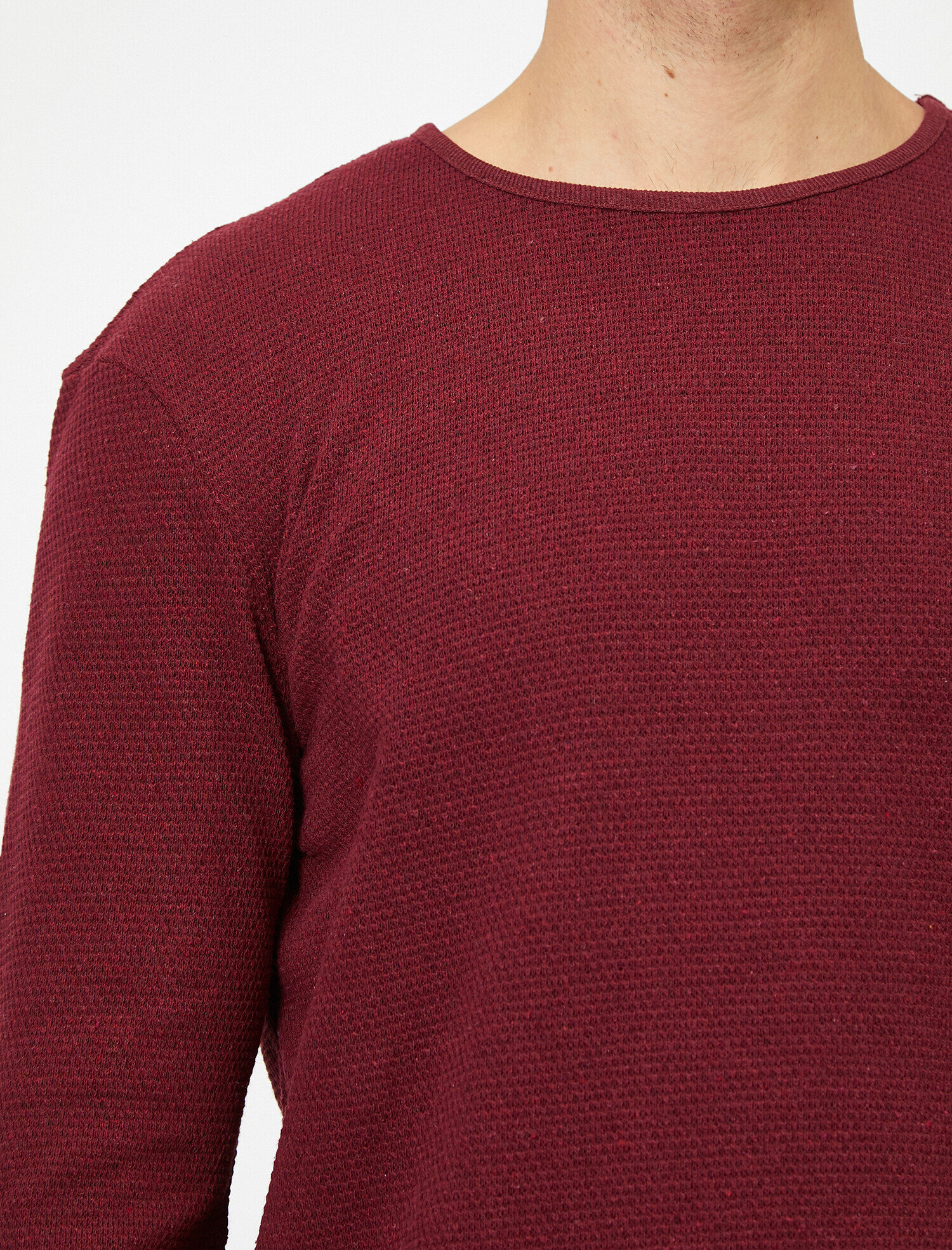 Bisiklet Yaka Dokulu Kumaş Mevsimlik Slim Fit Kazak