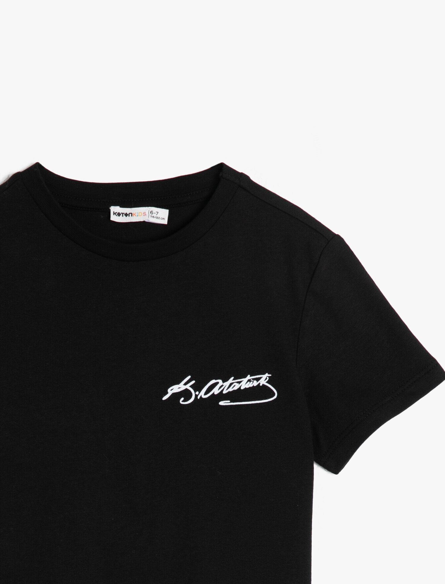  Erkek Çocuk Arkası Atatürk Baskılı Kısa Kollu Bisiklet Yaka Tişört