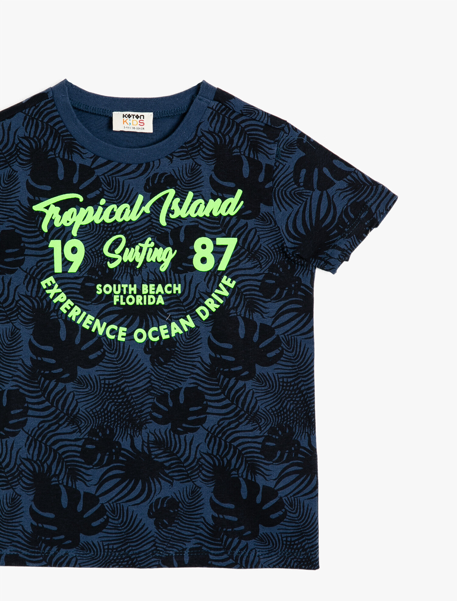  Erkek Çocuk Yazılı Baskılı Kısa Kollu Bisiklet Yaka Tişört