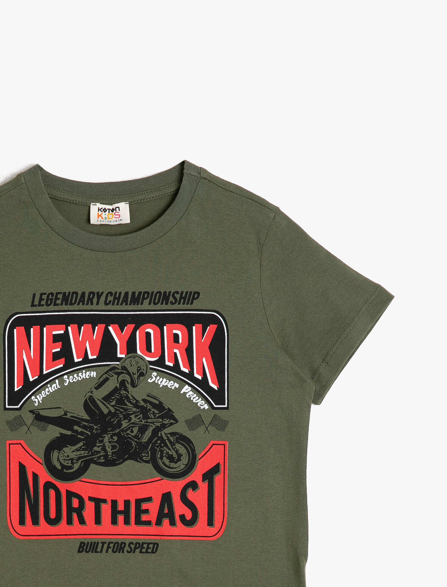  Erkek Çocuk Pamuklu Baskılı Kısa Kollu Bisiklet Yaka Tişört