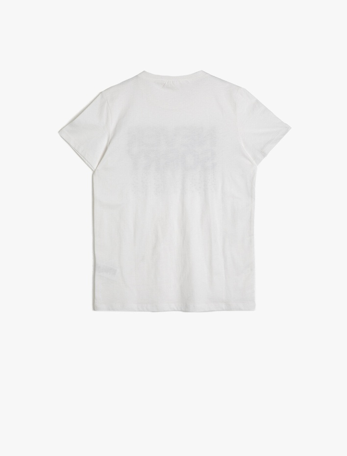 Erkek Çocuk Slogan Baskılı Pamuklu Kısa Kollu Bisiklet Yaka Tişört