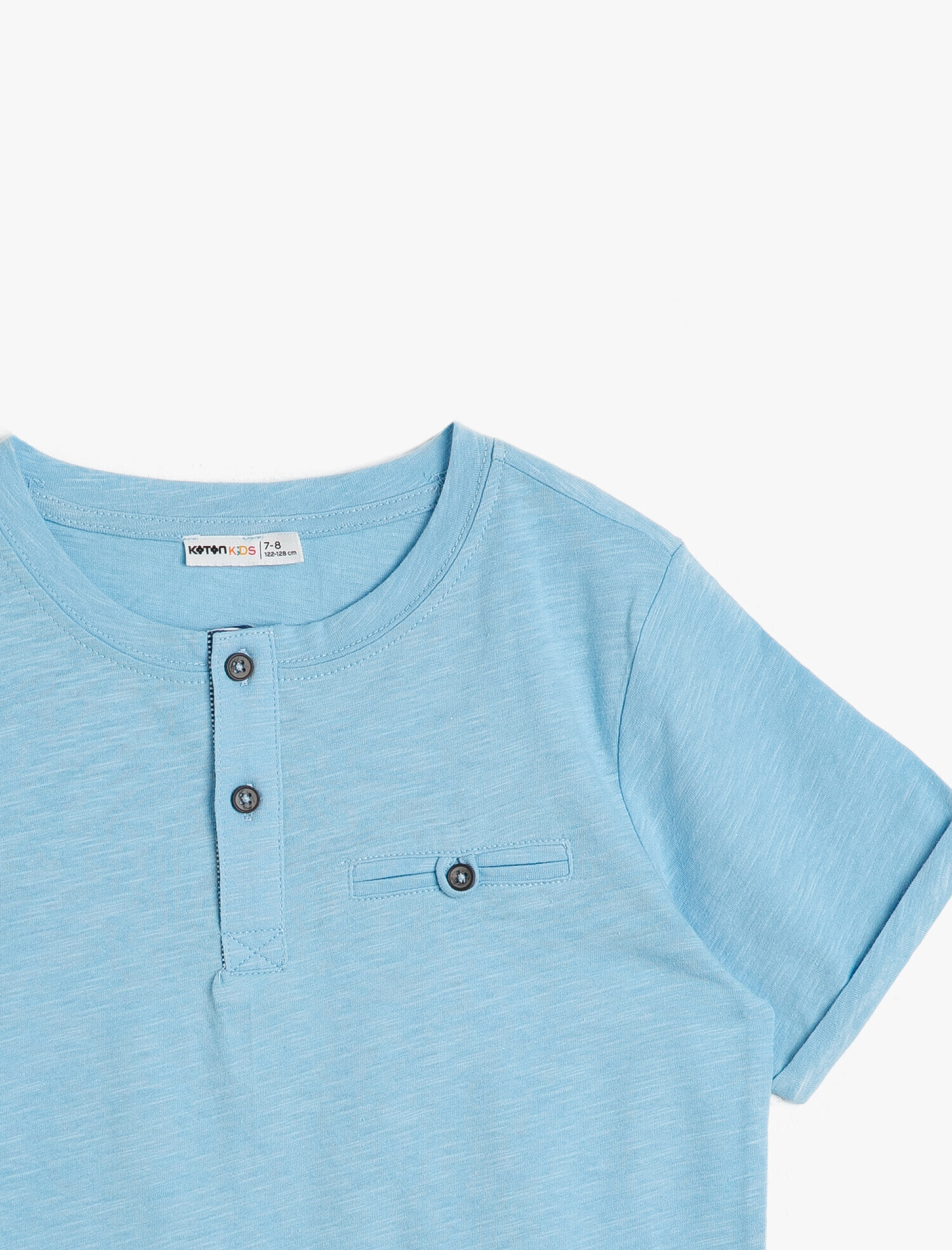 Erkek Çocuk Pamuklu Düğmeli Yaka Düğmeli Cepli Kısa Kollu Tişört