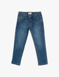 Kot Pantolon Dar Paça Pamuklu Cepli - Slim Jean