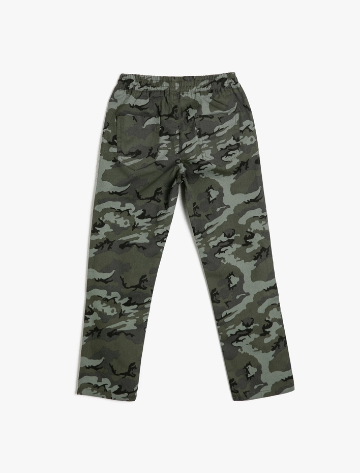 Erkek Çocuk Kamuflaj Desenli Beli Lastikli Pamuklu Pantalon