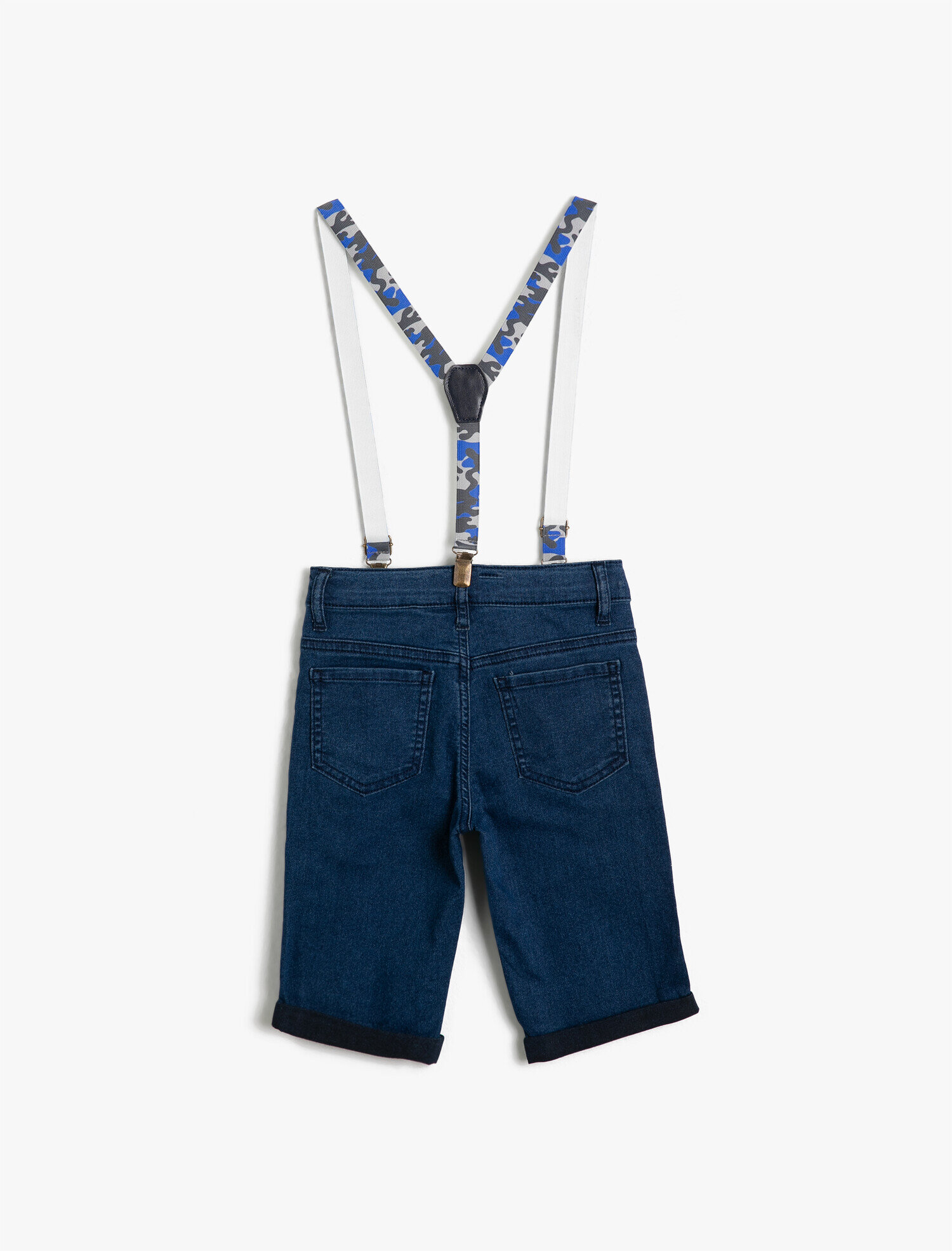  Erkek Çocuk Basic Kamuflaj Askılı 5 Cep Jean Şort