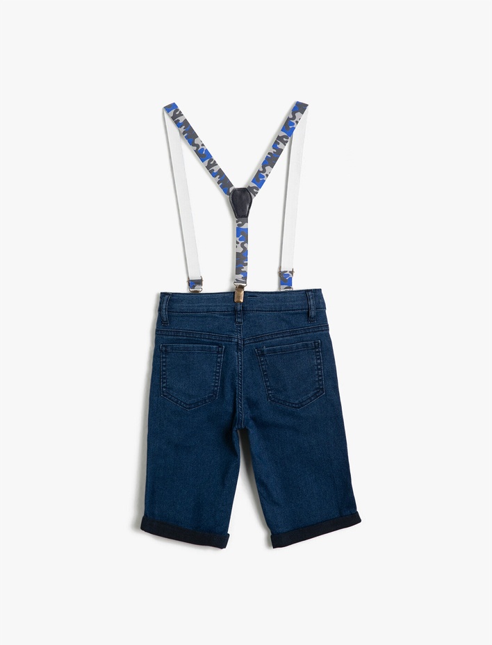 Erkek Çocuk Basic Kamuflaj Askılı 5 Cep Jean Şort