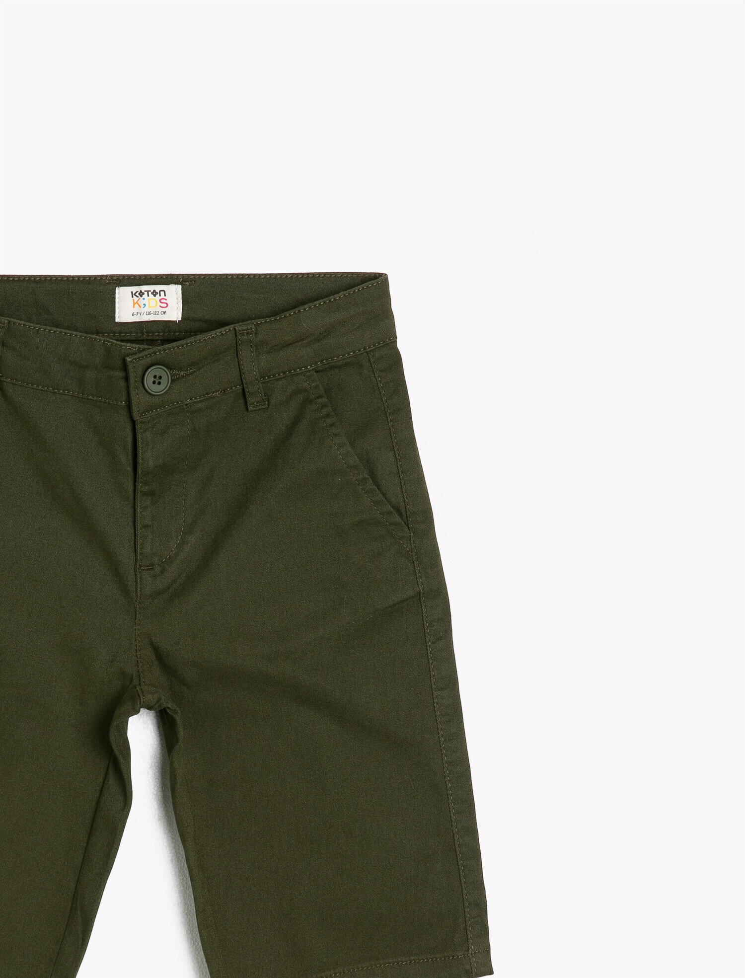  Erkek Çocuk Pamuklu Düğmeli Chino Kesim Basic Şort