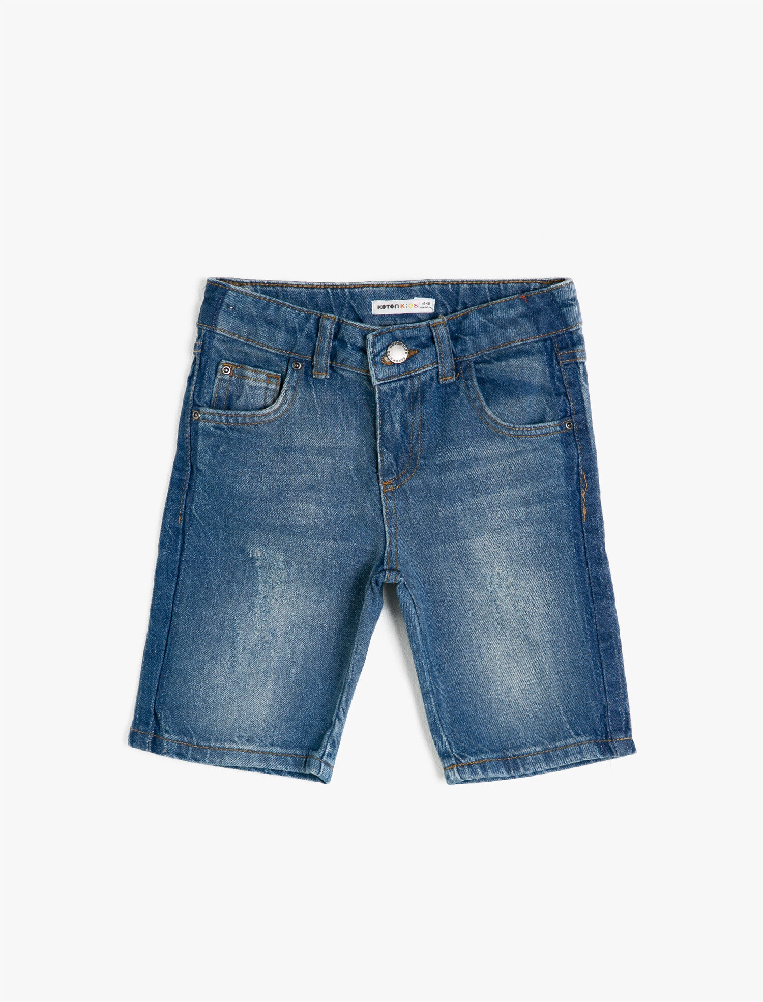  Erkek Çocuk Eskitme Detaylı  Normal Bel 5 Cep Jean Şort