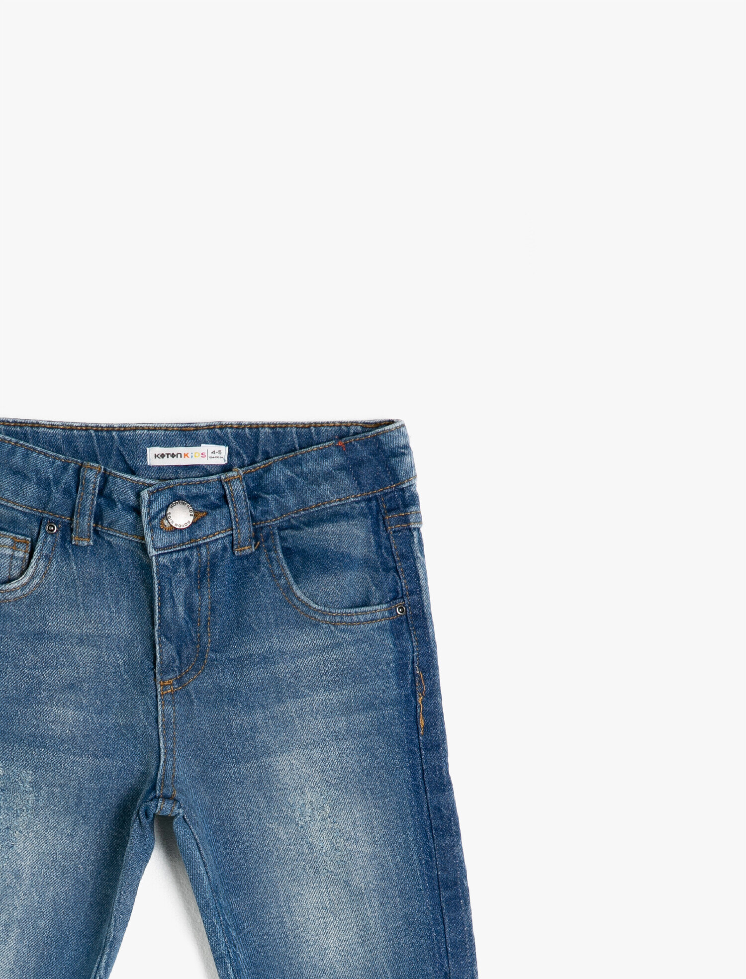  Erkek Çocuk Eskitme Detaylı  Normal Bel 5 Cep Jean Şort