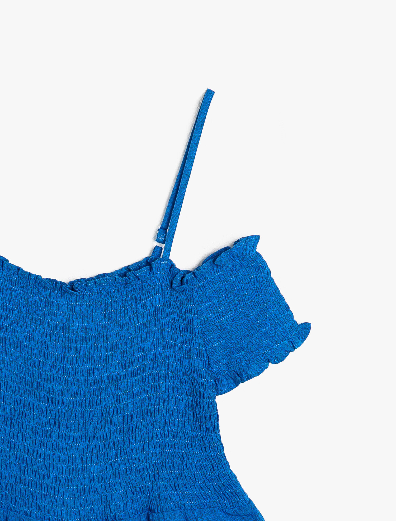  Kız Çocuk İnce Dökümlü Dokulu Kumaştan Omzu Açık Askılı Kısa Şortlu Tulum