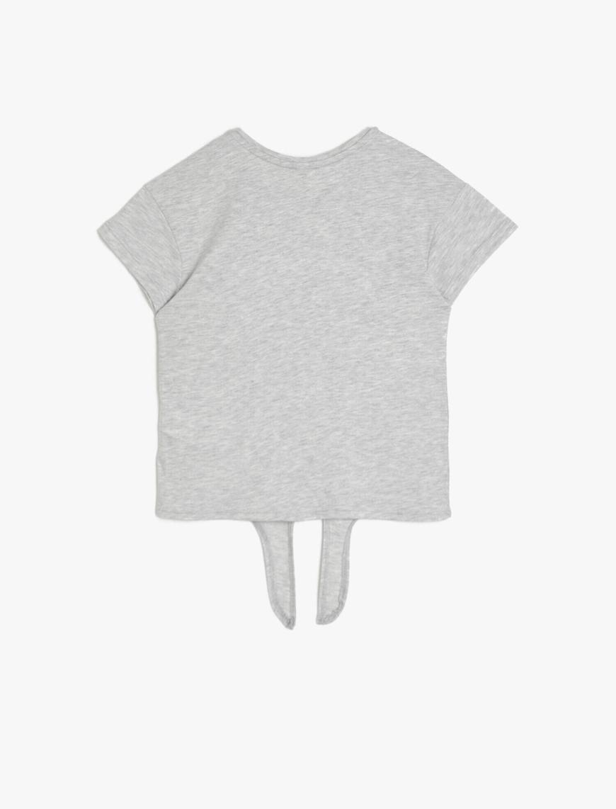  Kız Çocuk Pamuklu Yumuşak Yazılı Baskılı Pullu Kısa Kollu Tişört