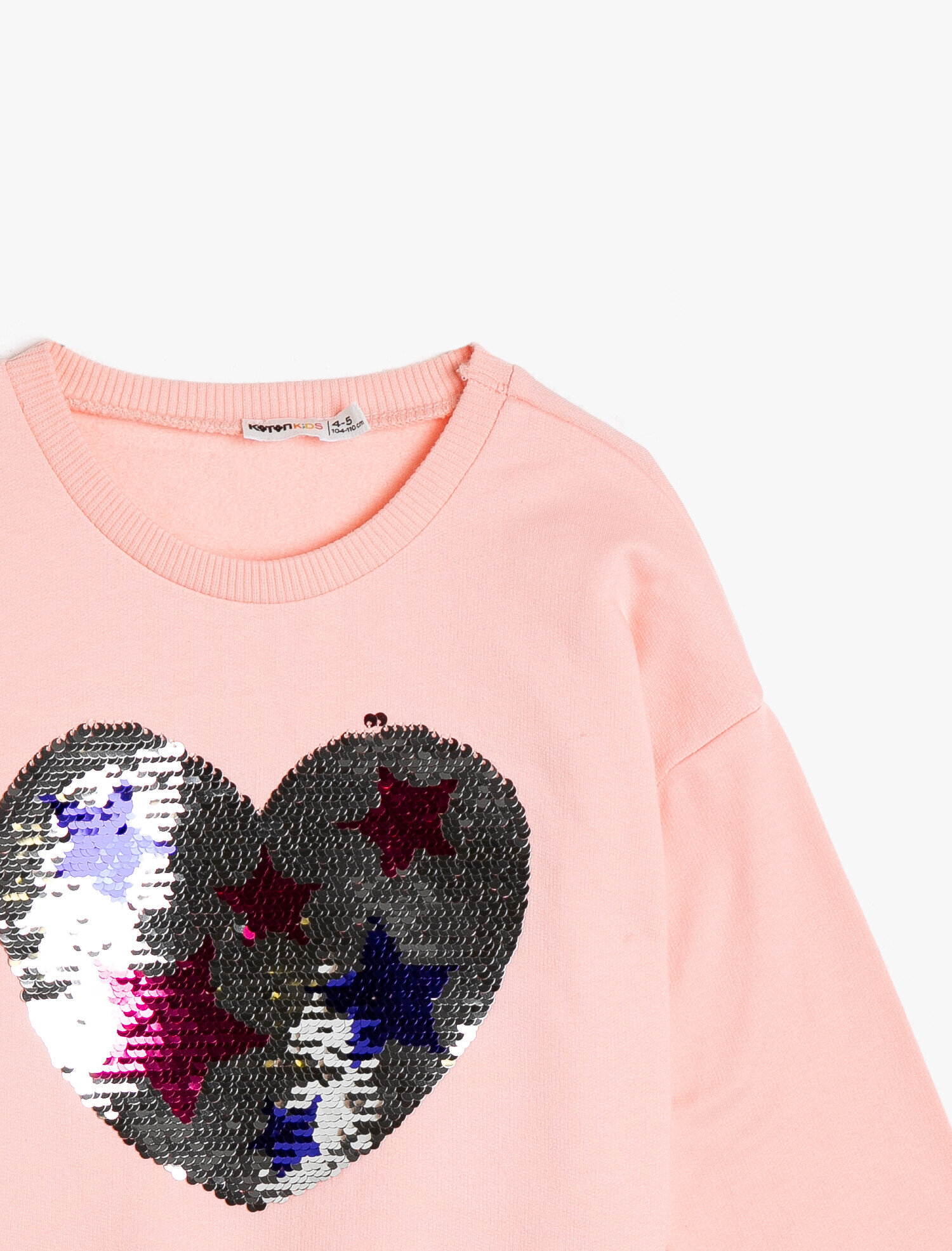  Kız Çocuk Çift Taraflı Pullu İçi Tüylü Yumuşak Sweatshirt Kumaşından Sweatshirt