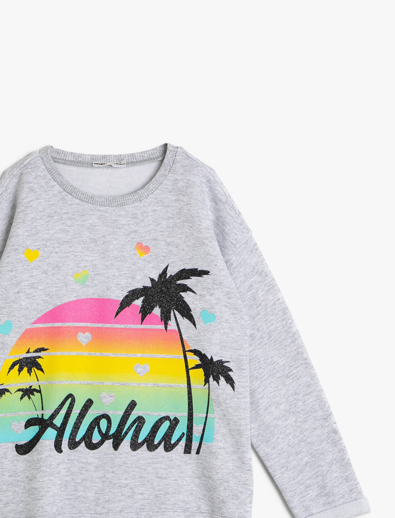  Kız Çocuk İçi Tüylü Yumuşak Sweatshirt Kumaşından Baskılı Sweatshirt