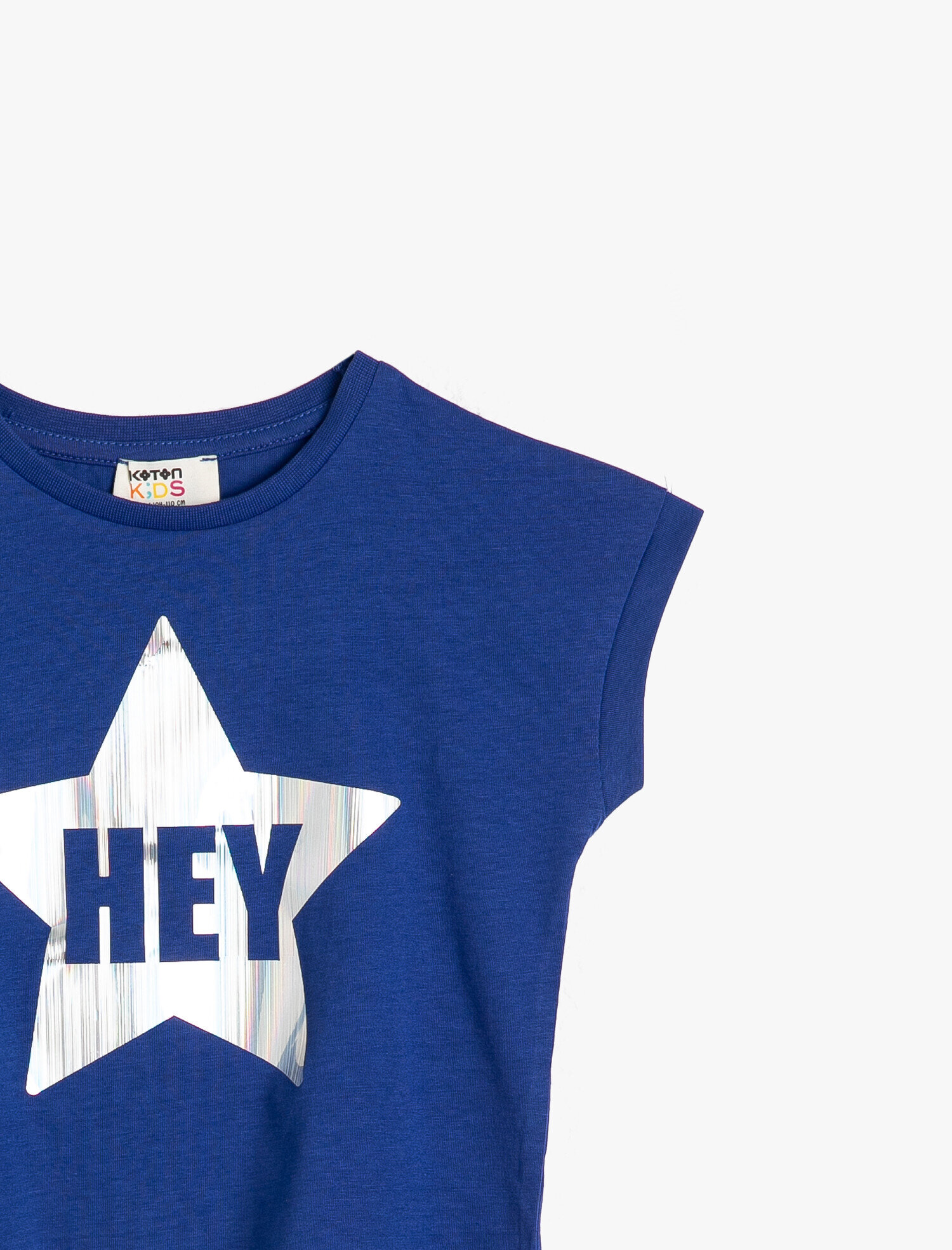  Kız Çocuk Parlak Baskılı Bisiklet Yaka Püsküllü Kısa Kollu Pamuklu Tişört