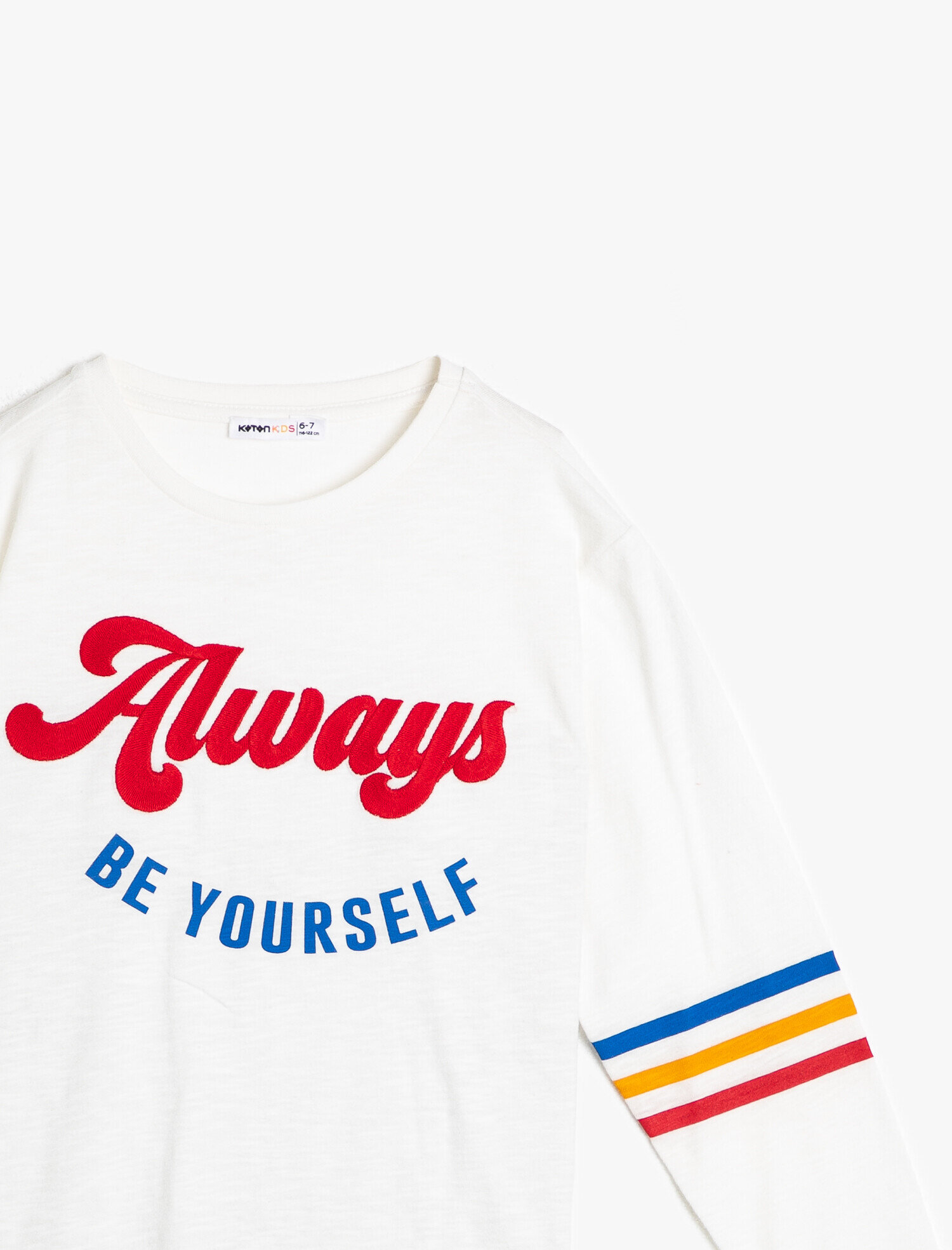  Kız Çocuk Yumuşak Pamuklu Yazılı Aplikeli Uzun Kollu Tişört