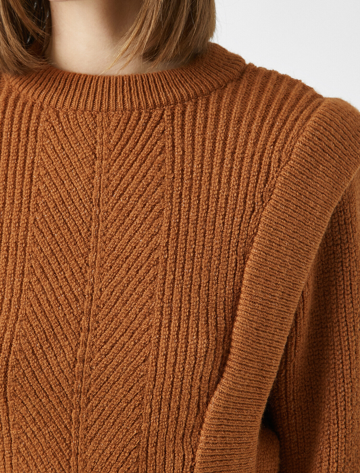   Bisiklet Yaka Vatkalı Oversize Triko Kazak