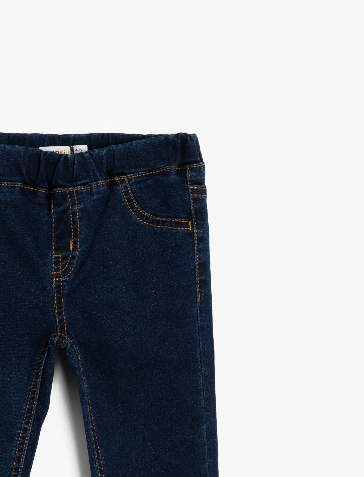  Kız Çocuk Esnek Yumuşak Jean Kumaştan Beli Lastikli Dar Kesim Tayt