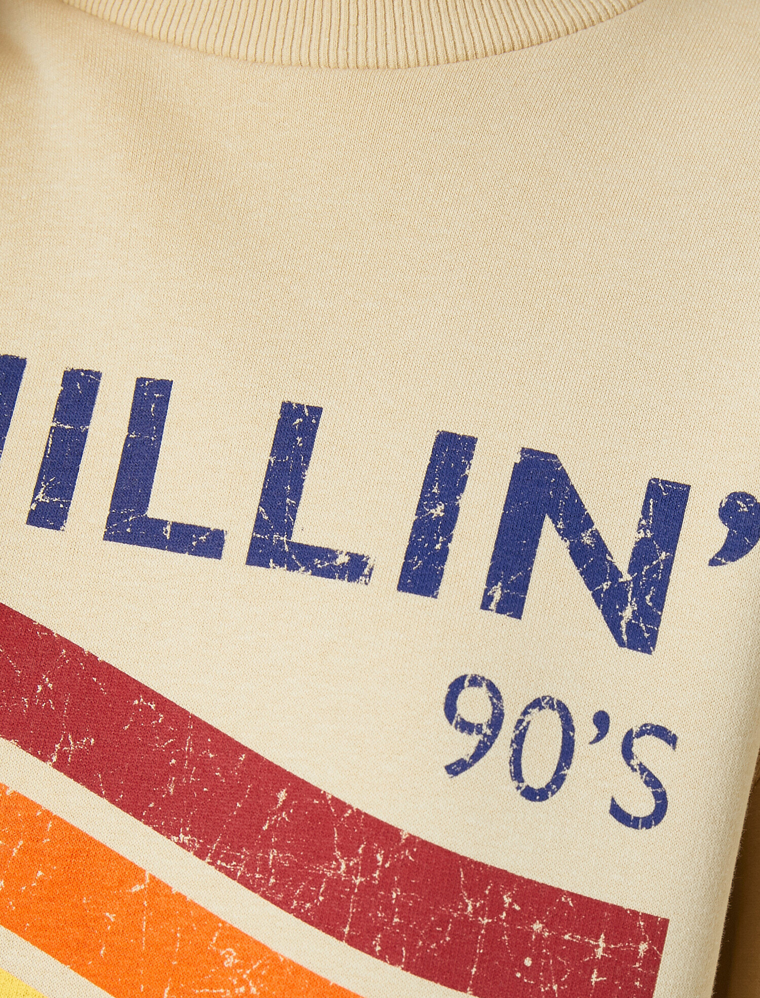   Pamuklu Bisiklet Yaka Yazılı Baskılı Sweatshirt