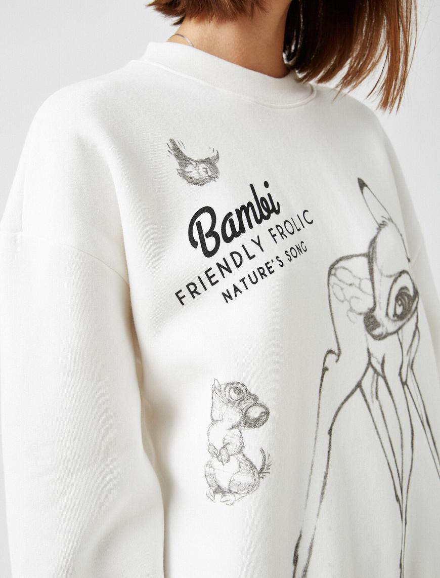   Organik Pamuklu Disney Lisanslı Bambi Baskılı Sweatshirt