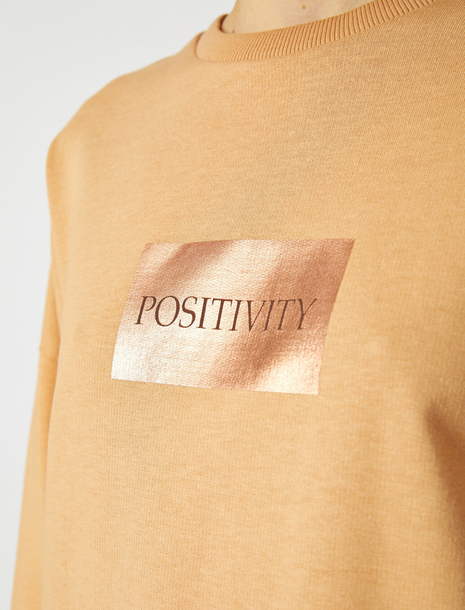   Pamuklu Bisiklet Yaka Yazılı Baskılı Sweatshirt