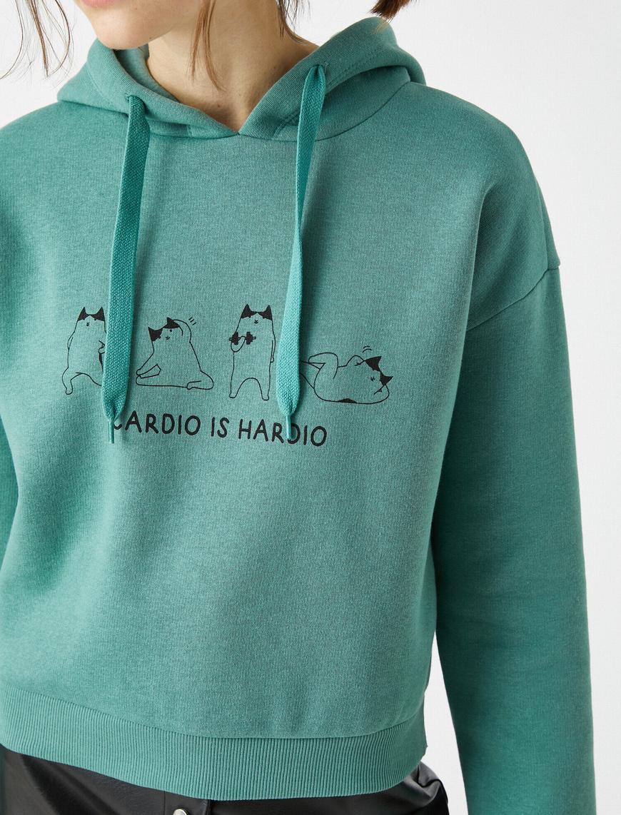   Pamuklu Kapüşonlu Baskılı Sweatshirt
