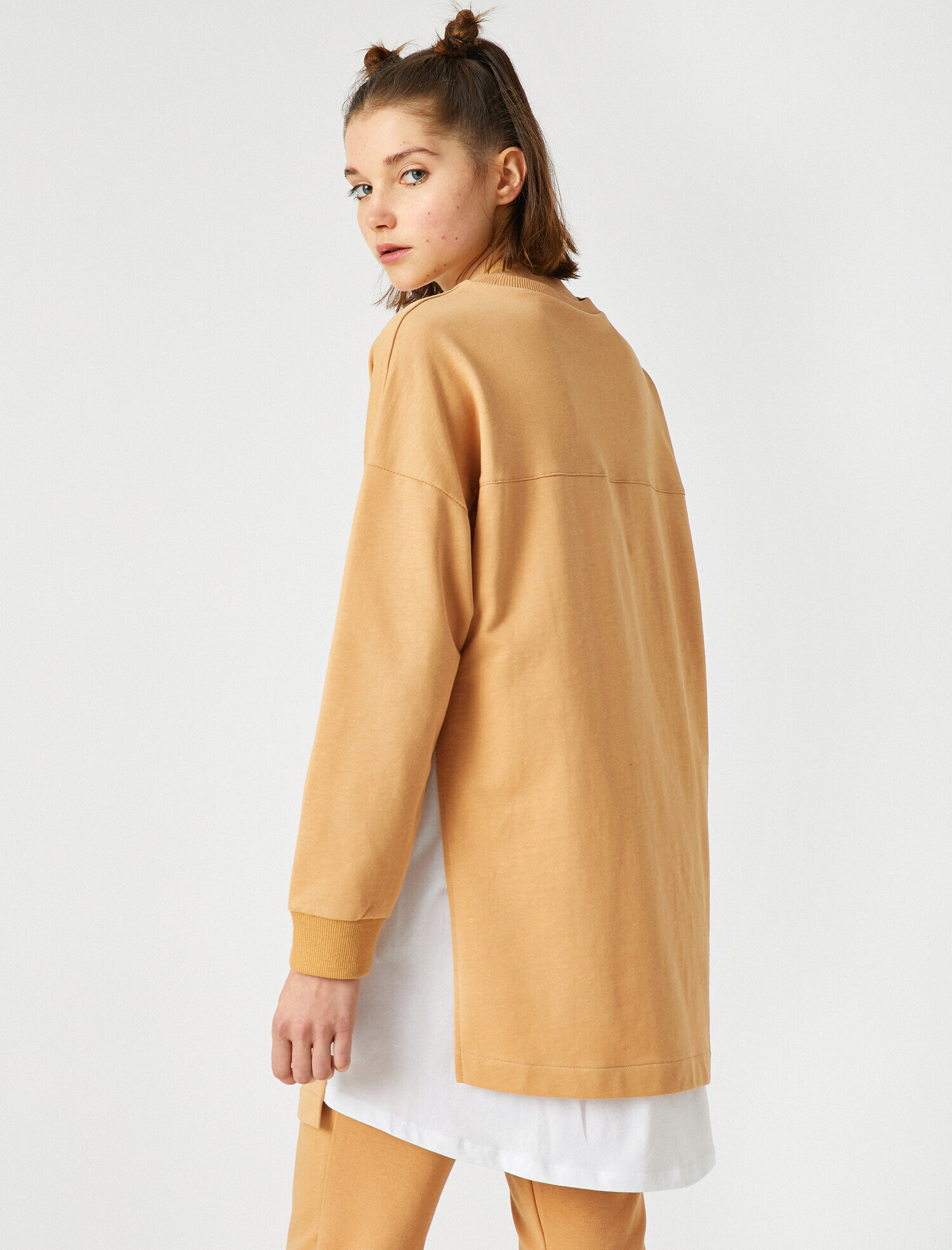   Pamuklu Bisiklet Yaka Yazılı Baskılı Sweatshirt