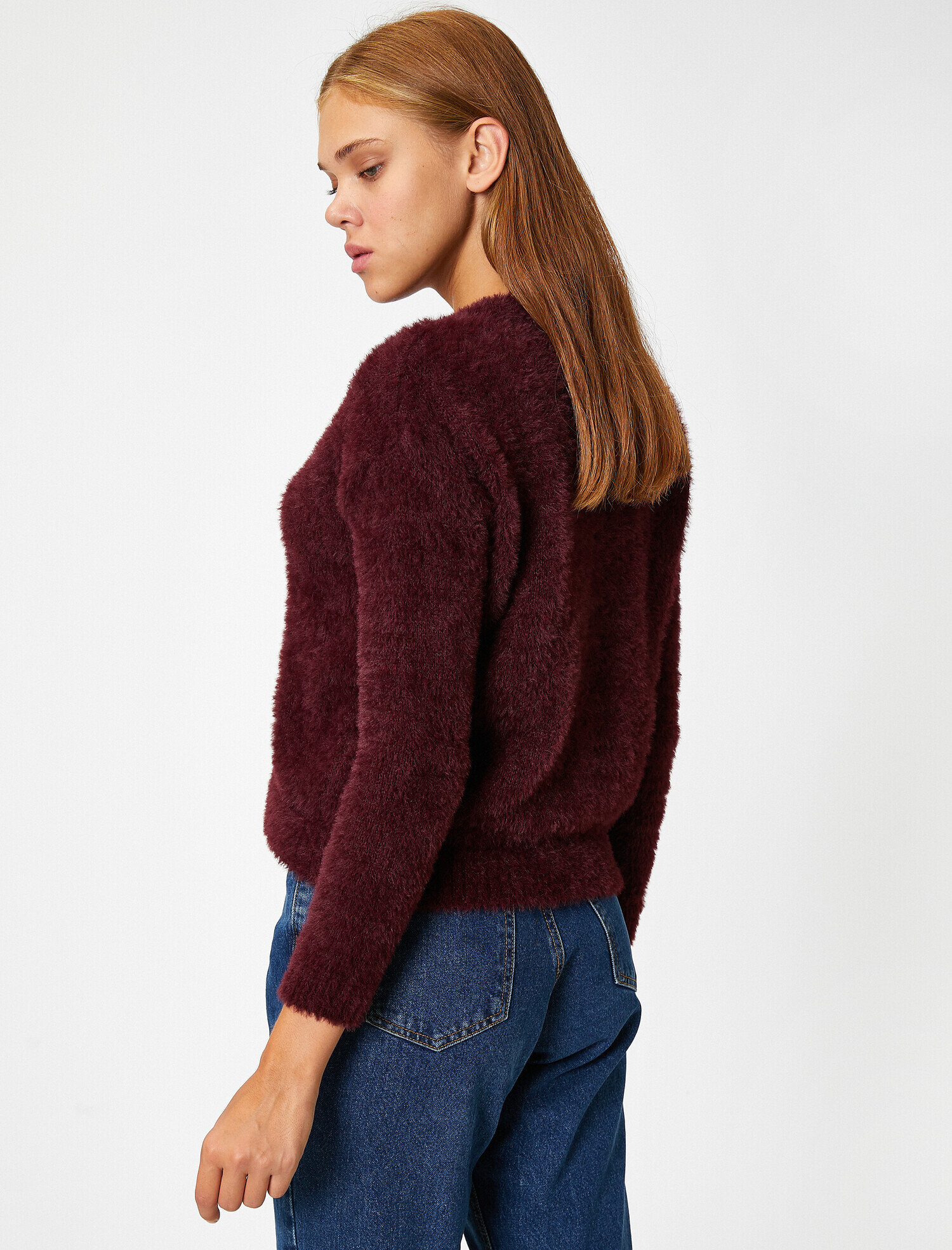   V Yaka Uzun Kollu Triko Kazak