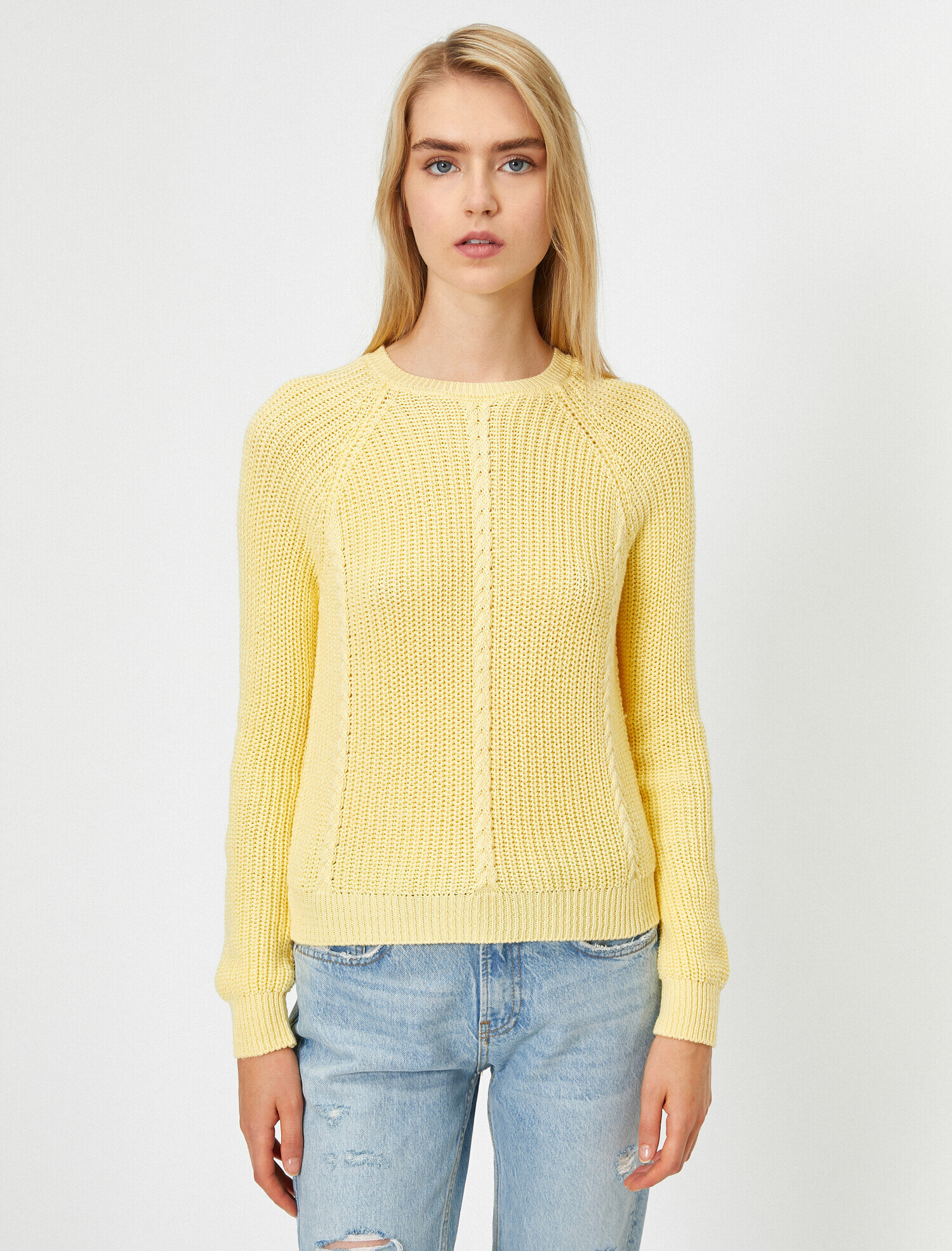   Bisiklet Yaka Saç Örgülü Triko Kazak