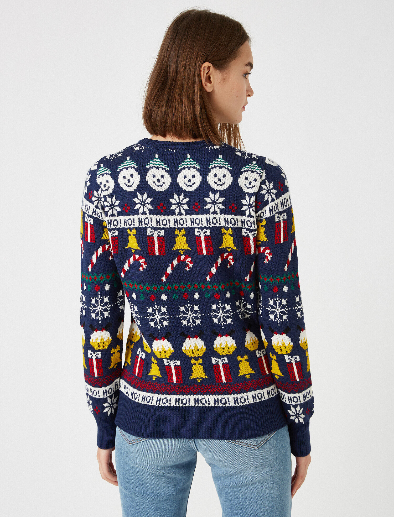   Bisiklet Yaka Desenli Triko Kazak