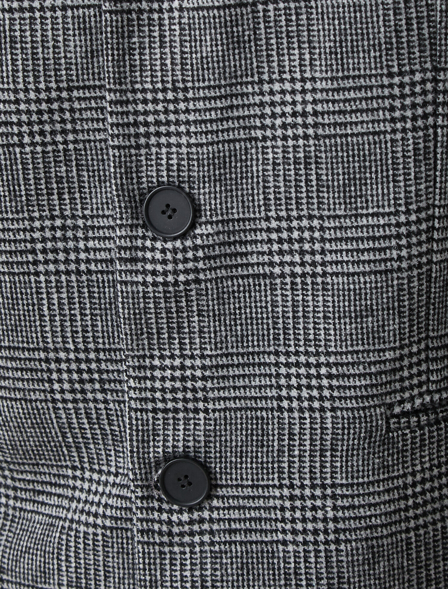 Ekose V Yaka Düğmeli Kaşe Kaban