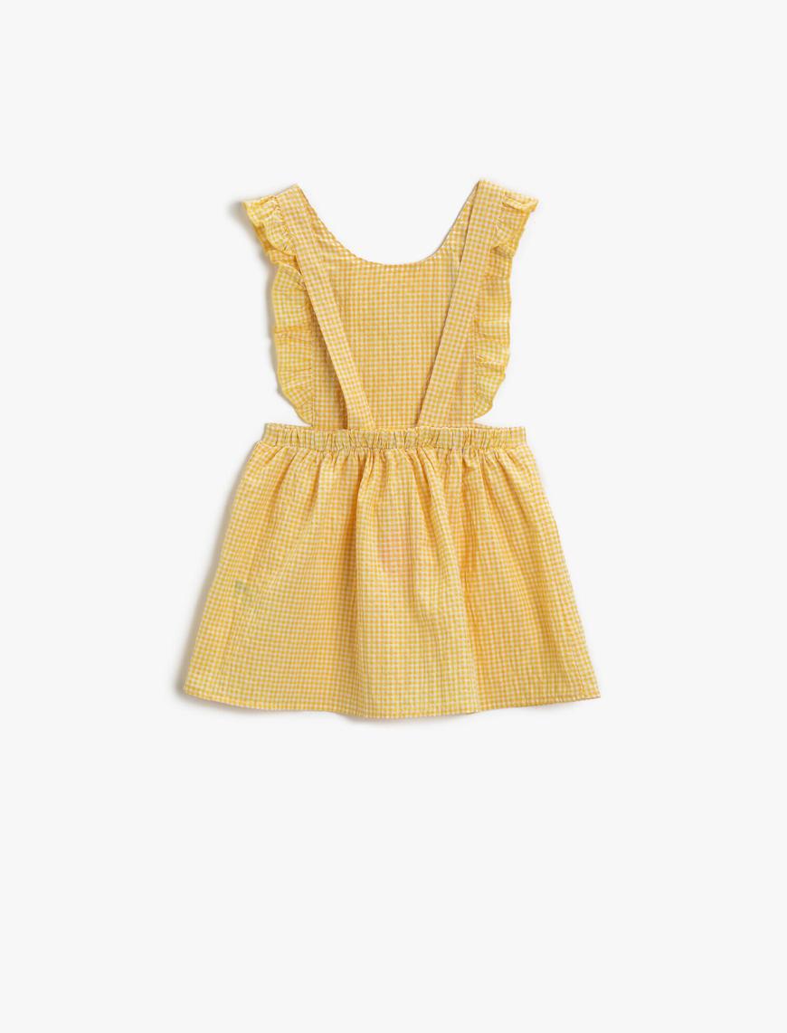  Kız Bebek Kareli Elbise Fırfırlı Pamuklu