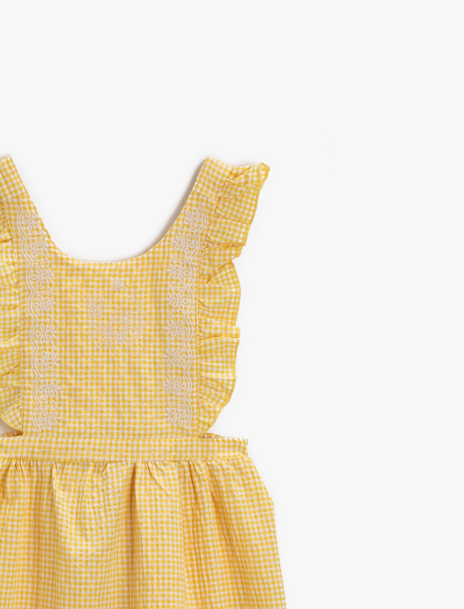  Kız Bebek Kareli Elbise Fırfırlı Pamuklu