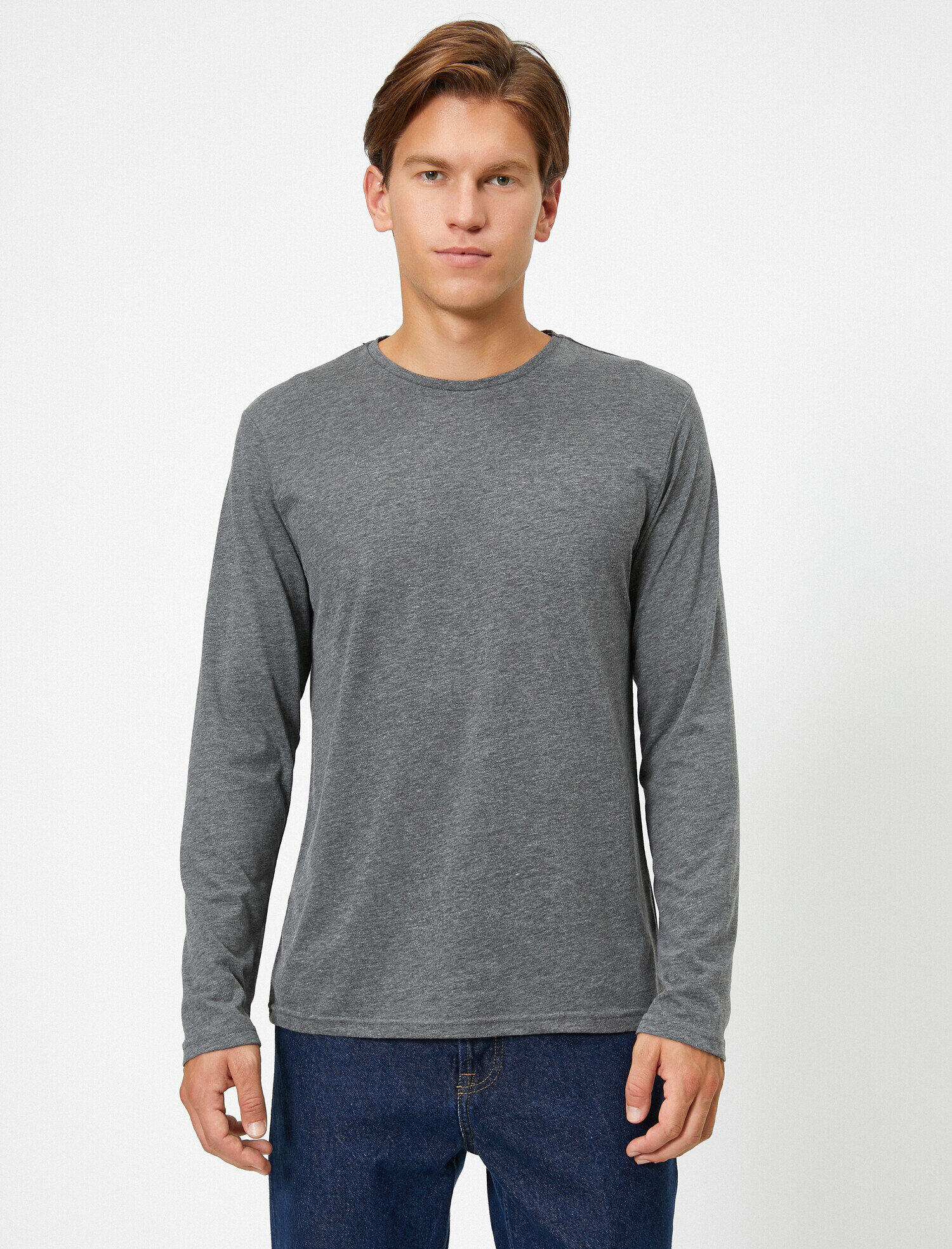   Bisiklet Yaka Uzun Kollu Basic Tişört