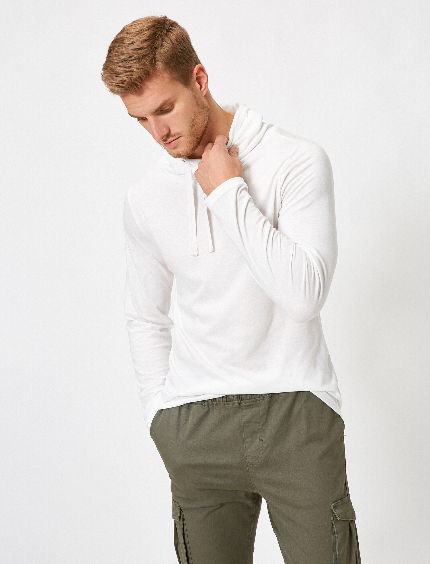   Slim Fit Pamuklu Şal Yaka Basic Uzun Kollu Tişört