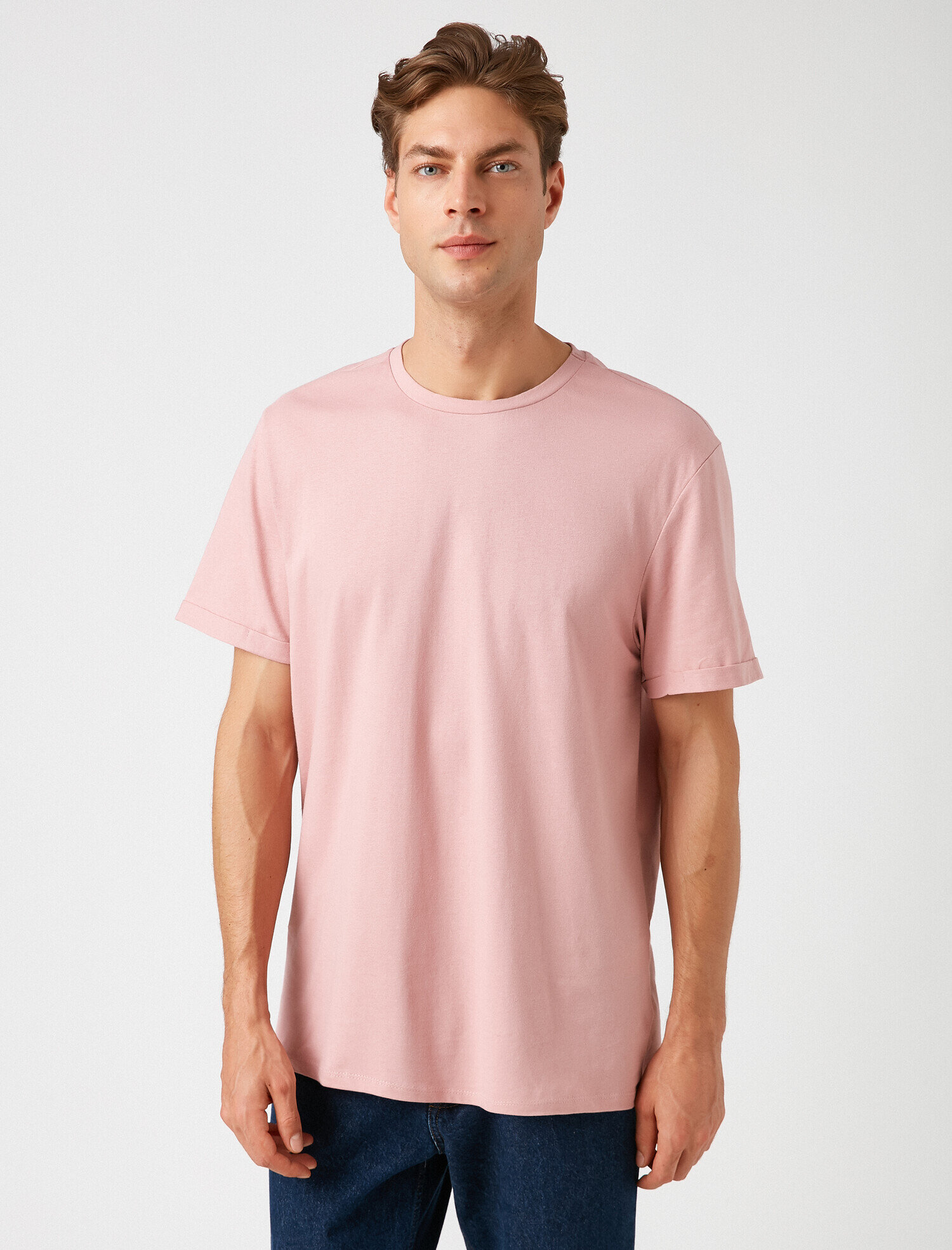 Pamuklu Bisiklet Yaka Kısa Kollu Basic Tişört