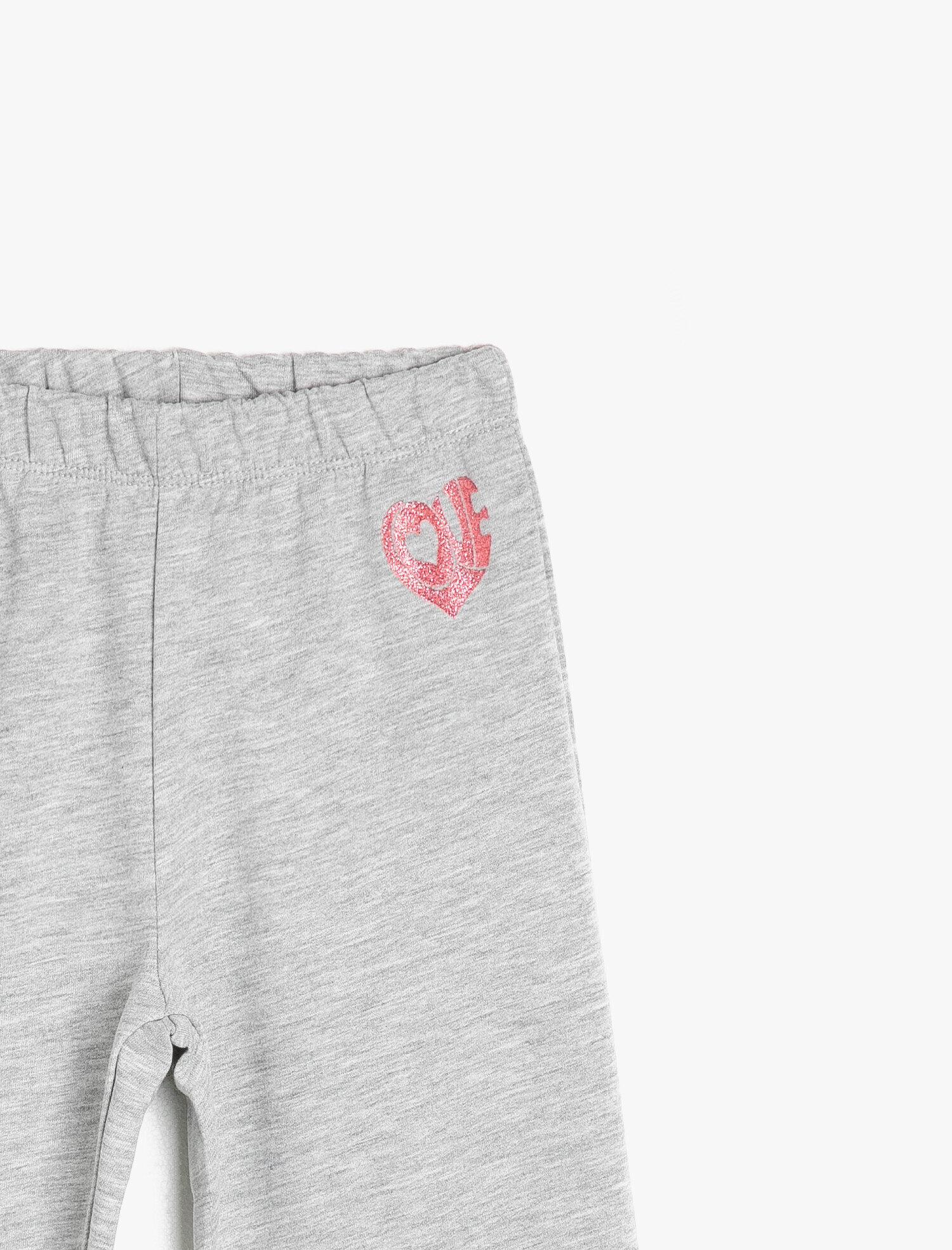  Kız Çocuk İnce Sweatshirt Kumaşından Paçası Düz Simli Baskılı Eşofman Altı