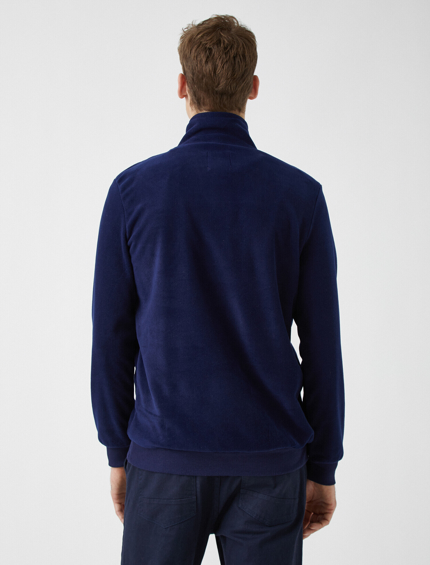   Fermuarlı Yazılı İşlemeli Polar Sweatshirt