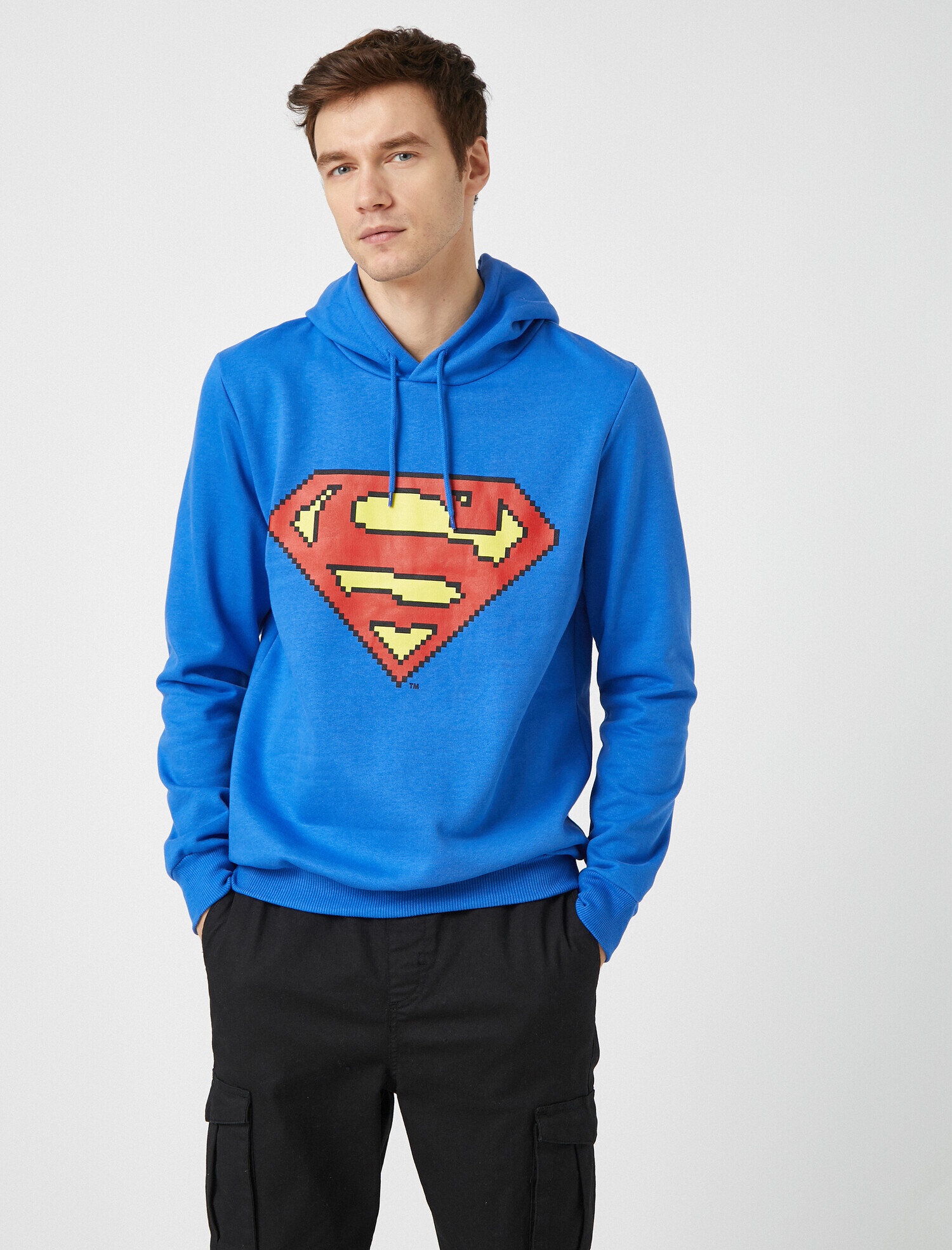   Superman Lisanslı Baskılı Kapüşonlu Uzun Kollu Sweatshirt