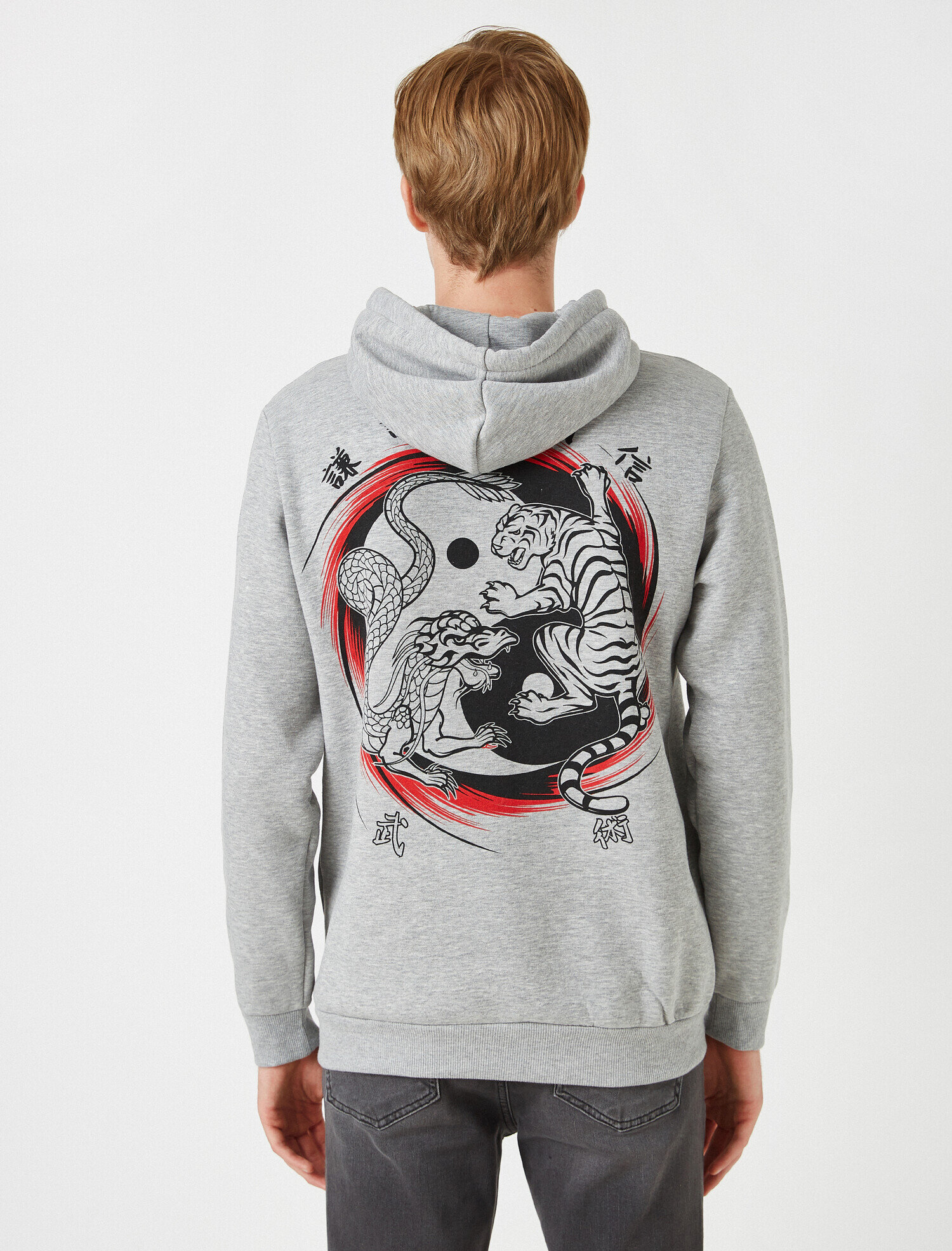   Kapüşonlu Baskılı Uzun Kollu Sweatshirt