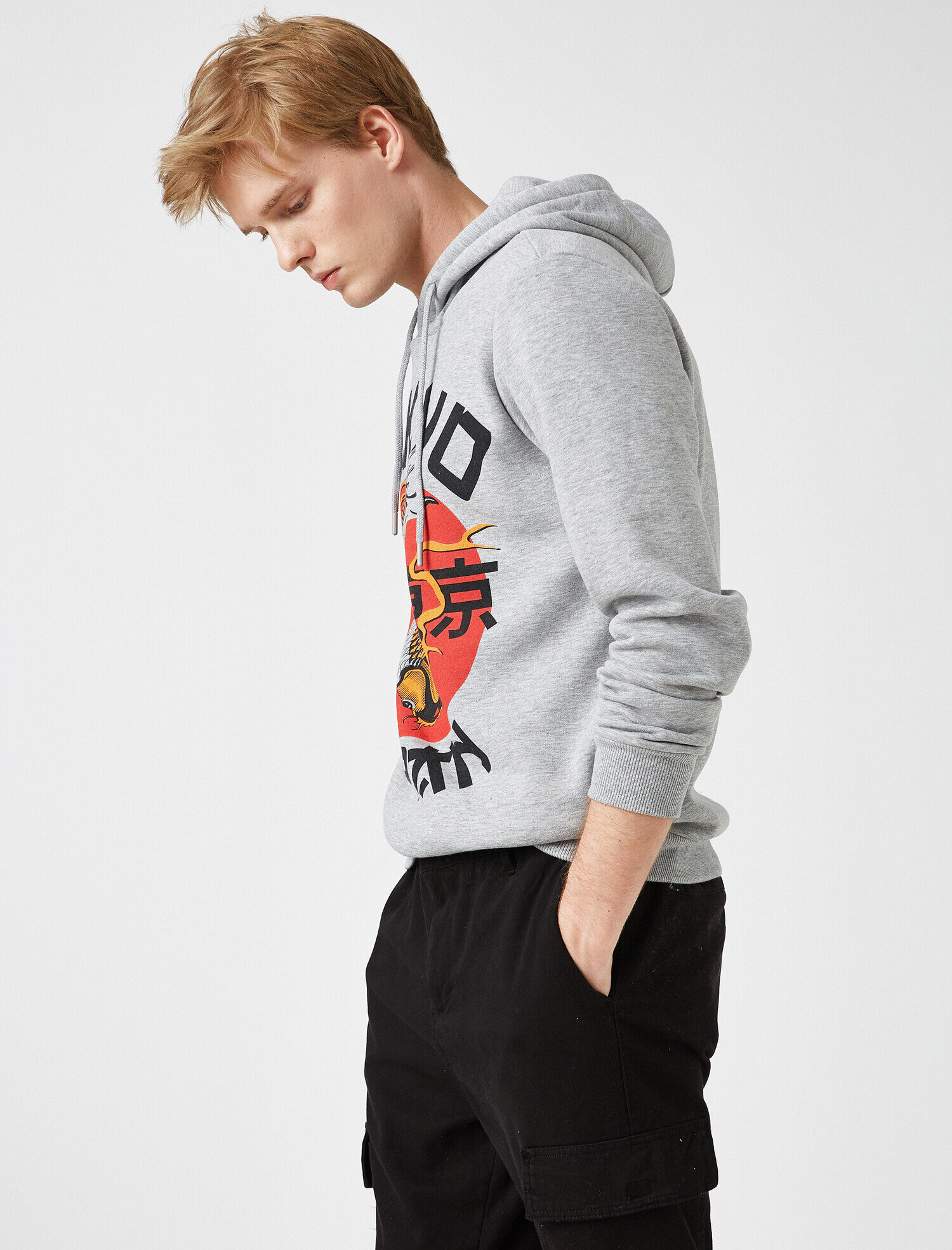   Baskılı Kapüşonlu Uzun Kollu Sweatshirt