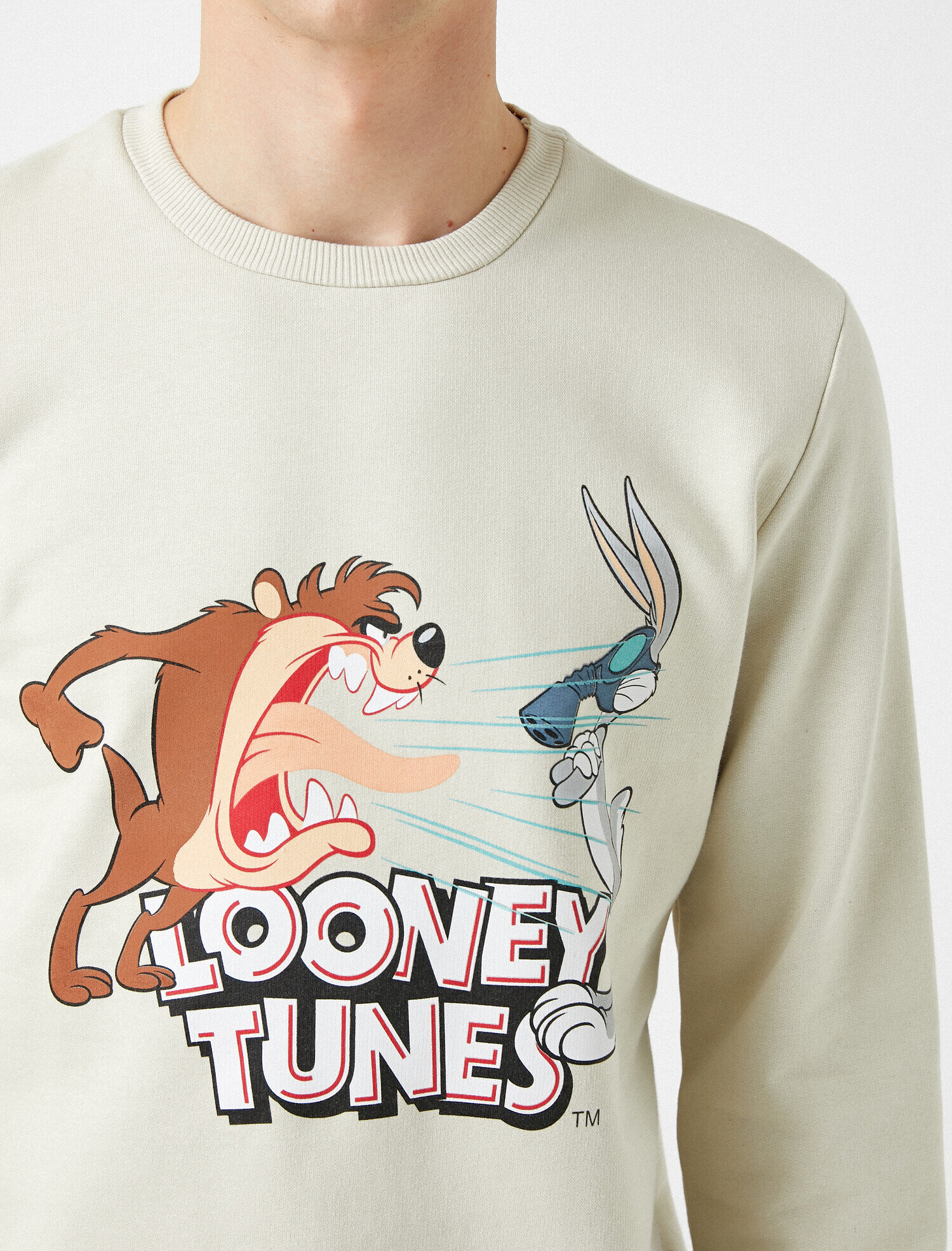  Pamuklu Looney Tunes Lisanslı Baskılı Bisiklet Yaka Sweatshirt