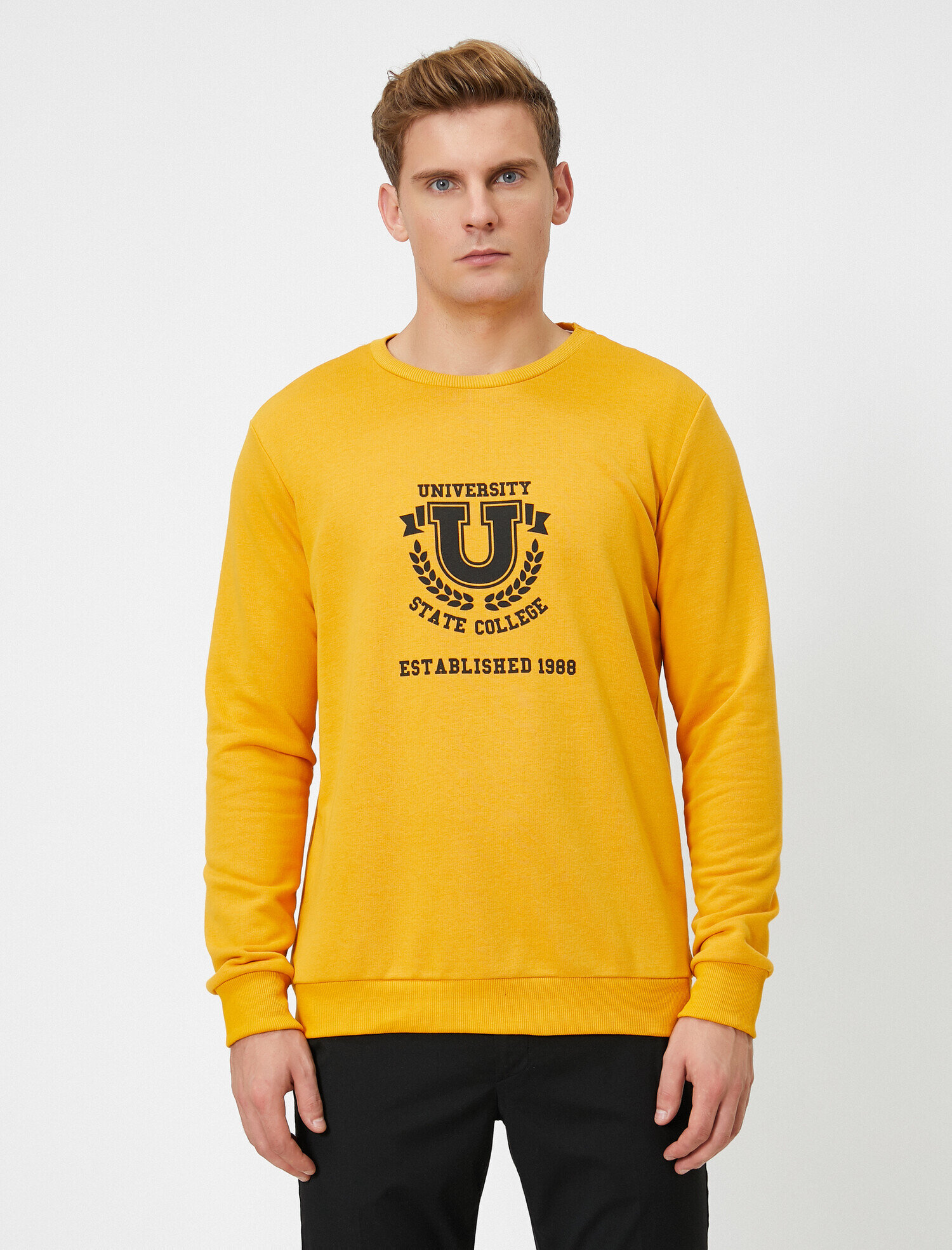 Bisiklet Yaka Baskılı Sweatshirt